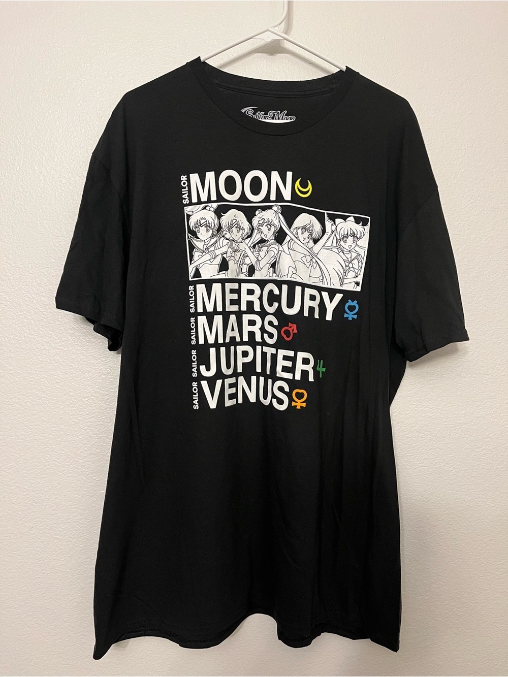 Sailor Moon Graphic Tee Anime Shirt Black Manga Characters 2XL